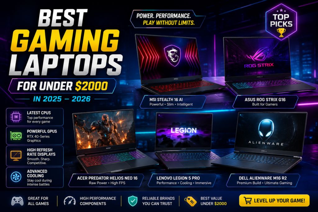 Best Gaming Laptops for Under $2000 in 2025 – 2026